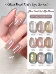 MIANEL 12ML/PCS Mirror Glass Bead Cat Eye Gel Nail Polish 2024  Ice Crystal White Moonlight Cat Magnetic Gel Polish