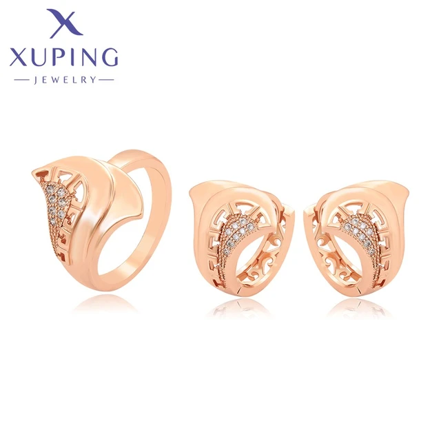 Xuping Fashion Simple Rose Gold Color Earrings and Ring Set for Women Jewelry Sets 64636 AliExpress