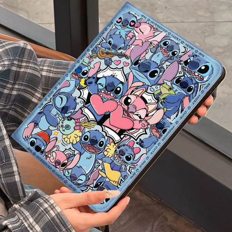 

Tablet Case for Ipad 11in A16 2025 11th Air7 2024 Air6 Pro Cartoon Stitch Case 9th 10.2in 10th Gen 10.9in Air5 Protective Cover