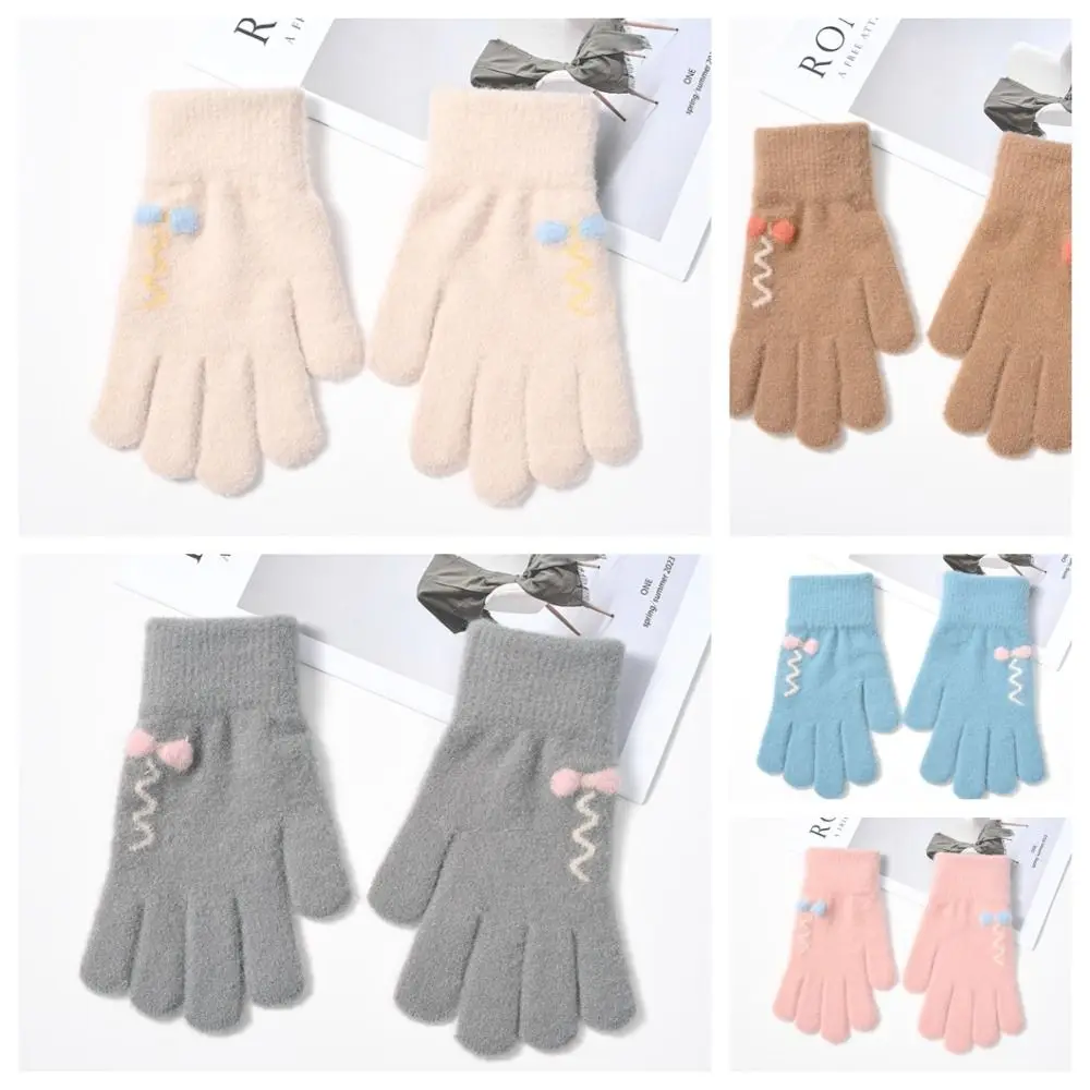 ถุงมือแฟชั่นไนลอนน่ารัก อุ่น สีพื้น ถักหนา ป้องกันลม ใช้หน้าจอสัมผัสได้ เหมาะสำหรับกิจกรรมกลางแจ้ง