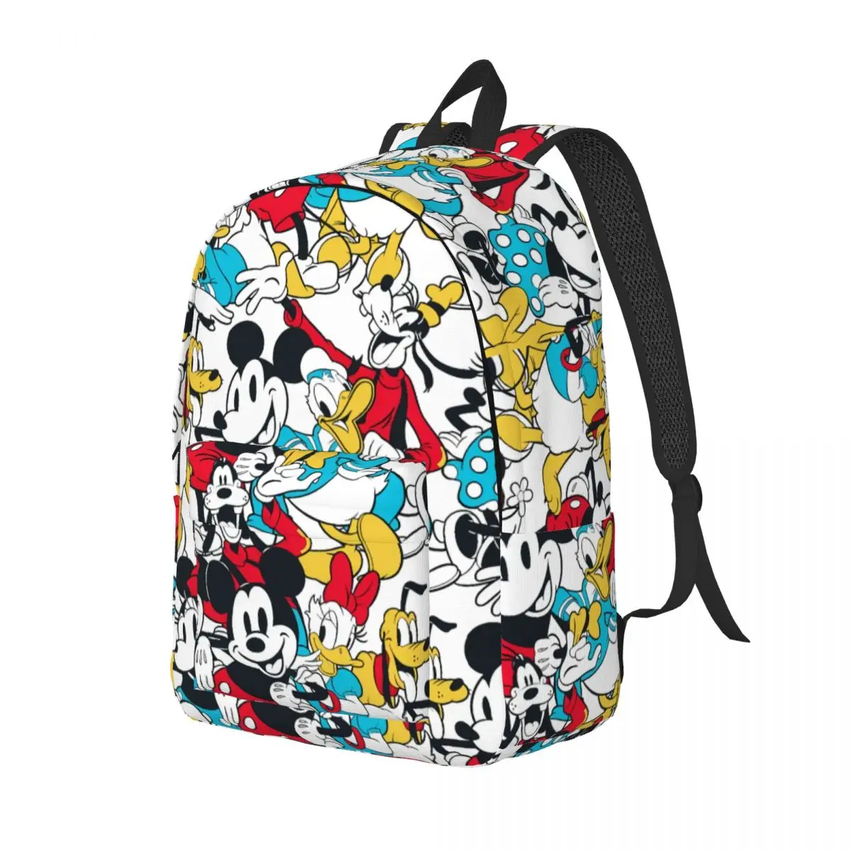 Custom Mickey Mouse Donald Duck Cartoon Canvas Backpack for Men Women School College Students Bookbag Fits 15 Inch Laptop Bags