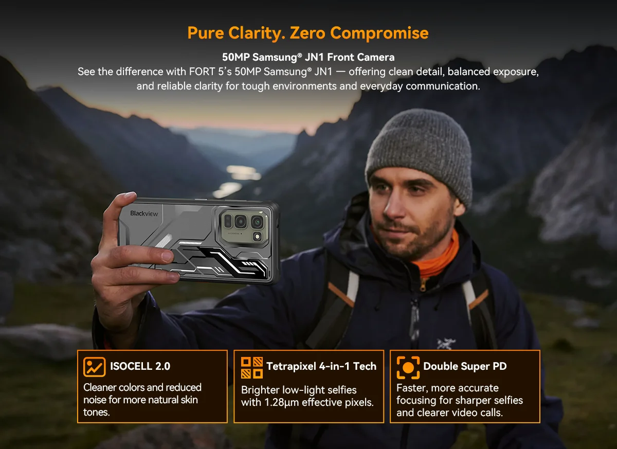 Blackview FORT 5 Rugged Smartphone, The Lightest 108MP Imaging Flagship, Android 16, 36GB(12+24) Expand RAM 256GB ROM, 6.78" HD+ IPS Display, 5000mAh Battery, 33W Fast Charging, NFC