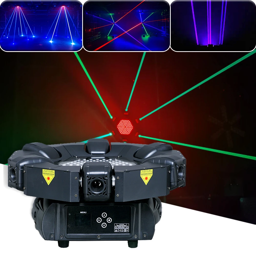 

New Mold Smart 6 Heads Moving Head Beam Laser Light RGB Floral Color Laser Light Projector Unlimited Rotating Disco Laser Light