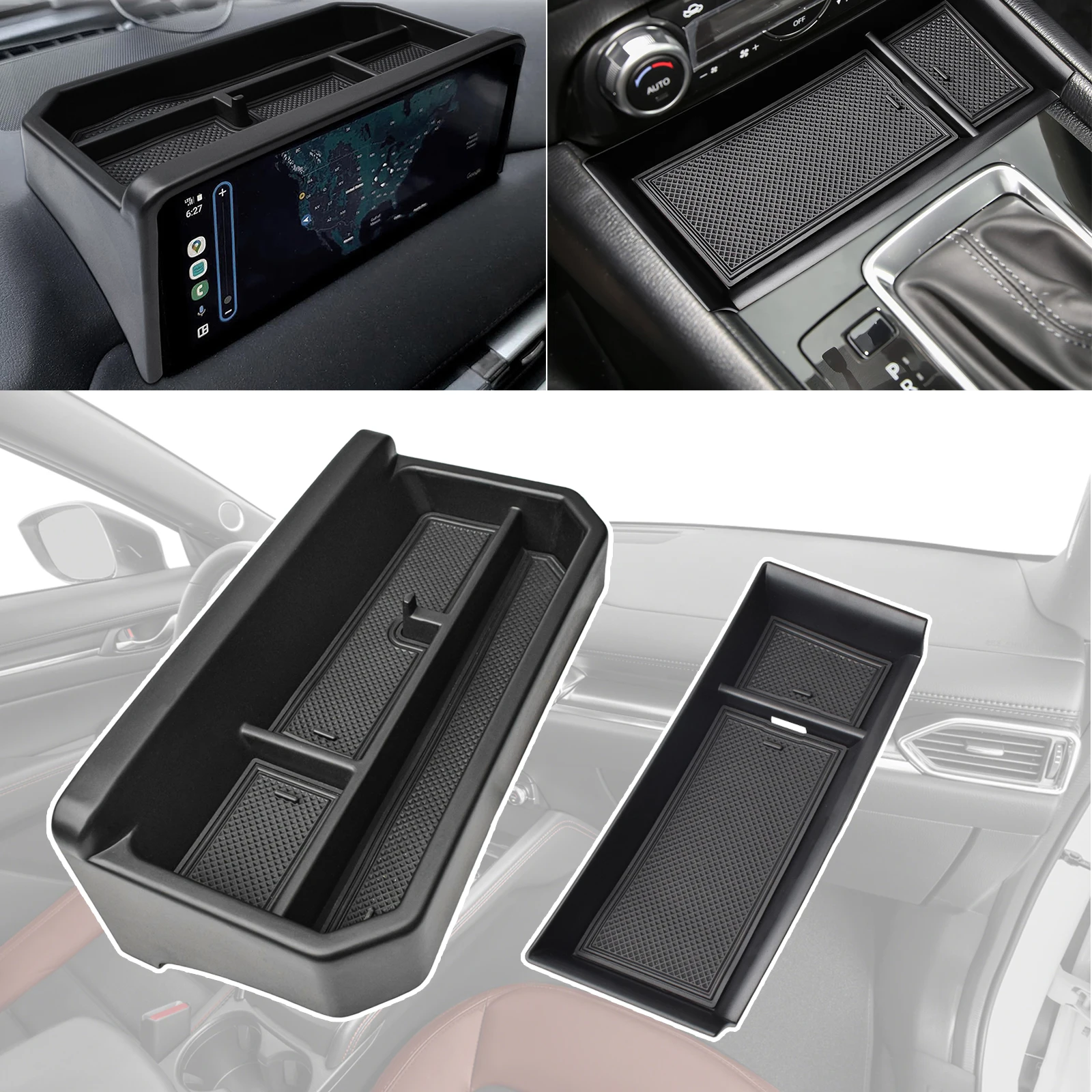 

2PCS Center Console Front Organizer Dashboard Storage Box Mazda CX5 CX-5 2024 2023 2022 Center Console Dash Board Tray Car Box