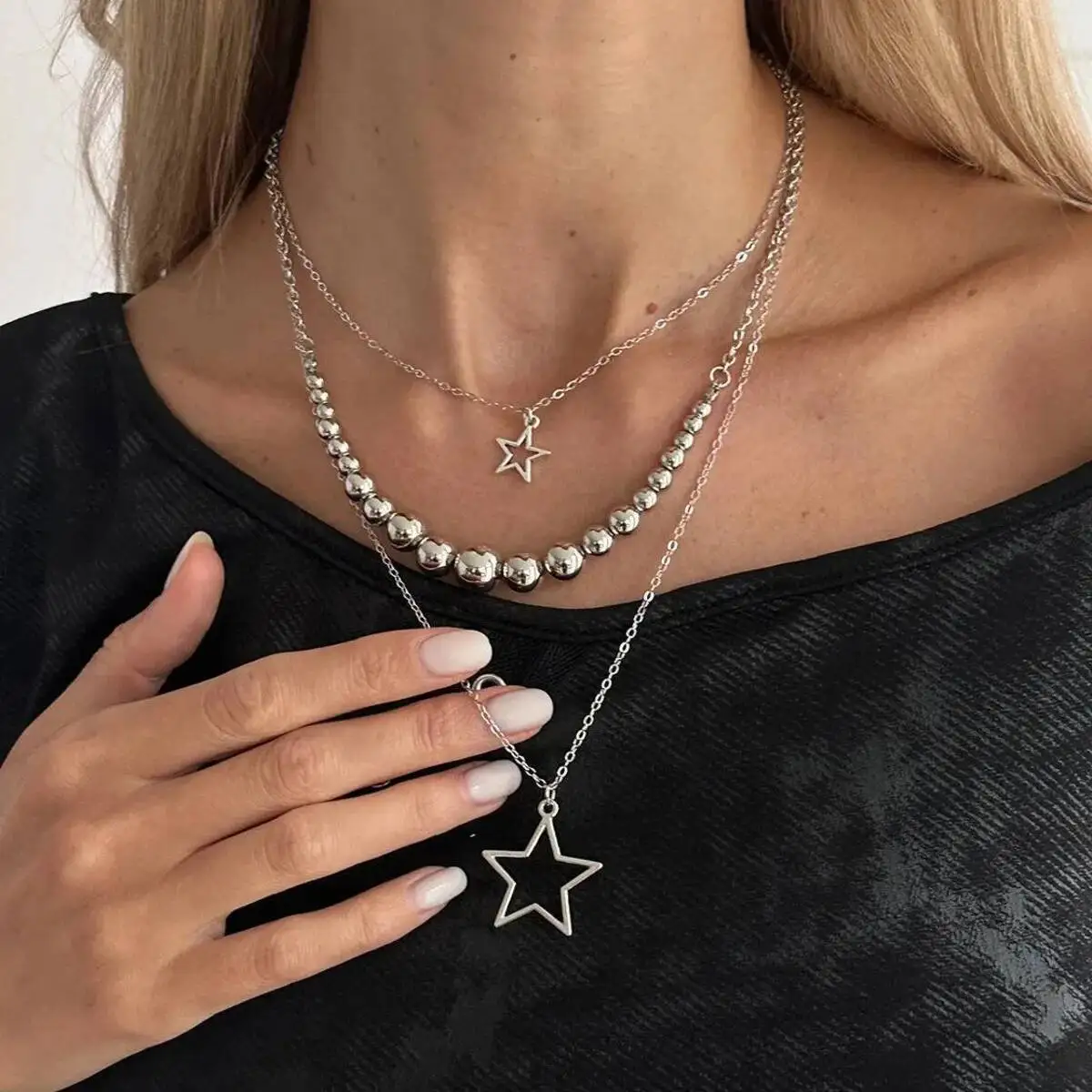 Lacteo الإبداعية العصرية الخماسية نجمة CCB مطرز قلادة قلادة للنساء الشرير كول الشارع مجوهرات الرقبة الإكسسوار 2026 جديد #1