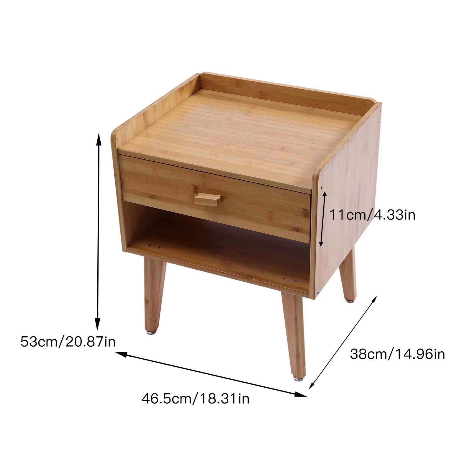 Bambu Nightstand End Table com gaveta do armazenamento e prateleira aberta