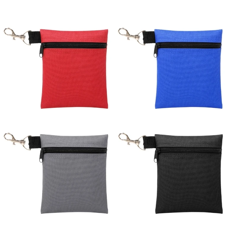 

Zipper Golf Ball Storage Bag with Carabiner Waist Nylon Golf Tees Bag