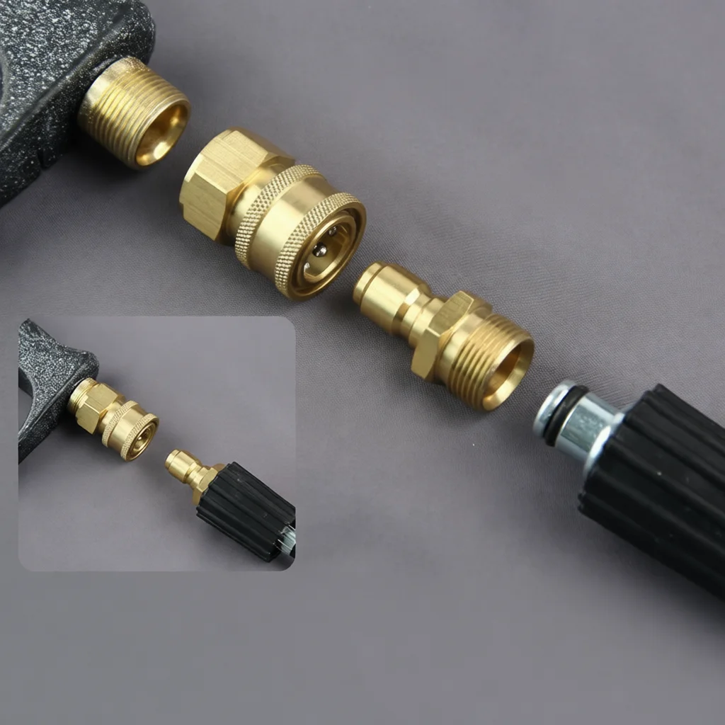Metal Quick Adapter For Pressure Washer Gun Hose Copper Coupling Connector Car Cleaning Equipment Water Pipe Part