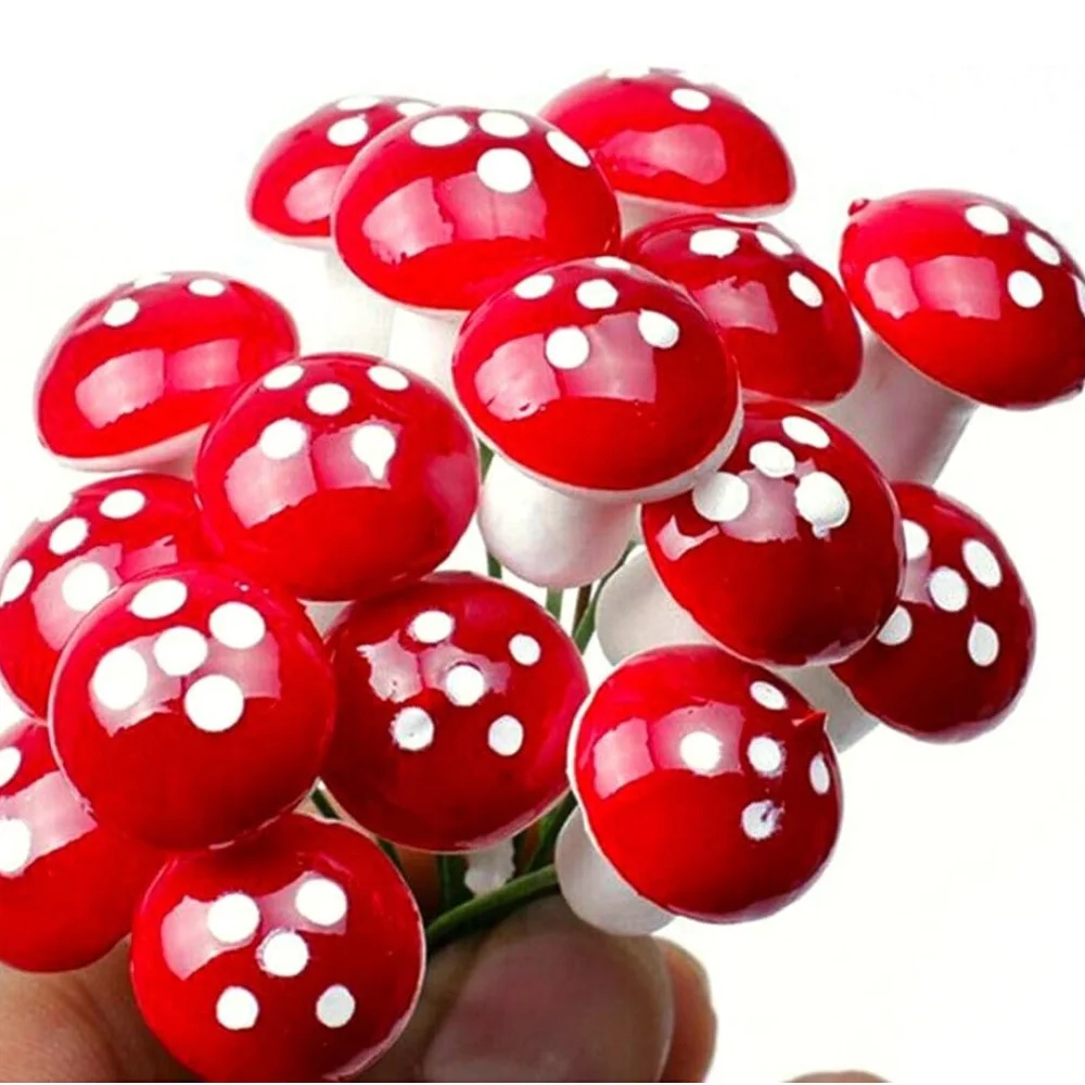 

30Pcs Mini Red Coloful Mushroom Garden Dotted Small Potted DIY Toy House Landscape Bonsai Plant Garden Decoration Ornament