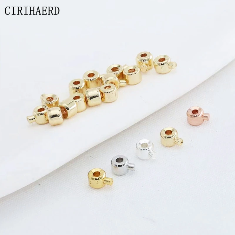 

Brass Crimp Snap Button Beads Positioning Buckle 18K Gold/Silver Plated End Caps Clip Clasps For Jewelry Stopper DIY Accessories