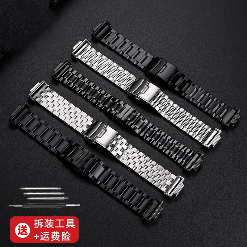 Silver Black High Quality Stainless Steel Strap For Casio G-shock DW5600 GW-5000 5035 GW-M5610 Watchband 16mm Men's Watch Chain