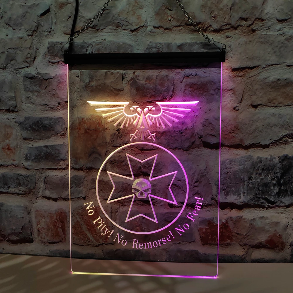 ¡No tengas piedad! ¡Sin remordimiento! ¡No tengas miedo! Letrero de neón LED con efecto de flujo colorido, perfecto para decoración del hogar y creación de ambientes.