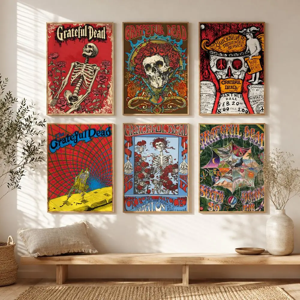 Psychedelic Rock Band G-Grateful Dead Poster All-match HD Waterproof Self-Adhesive Wall Art Sticker For Home Bedroom