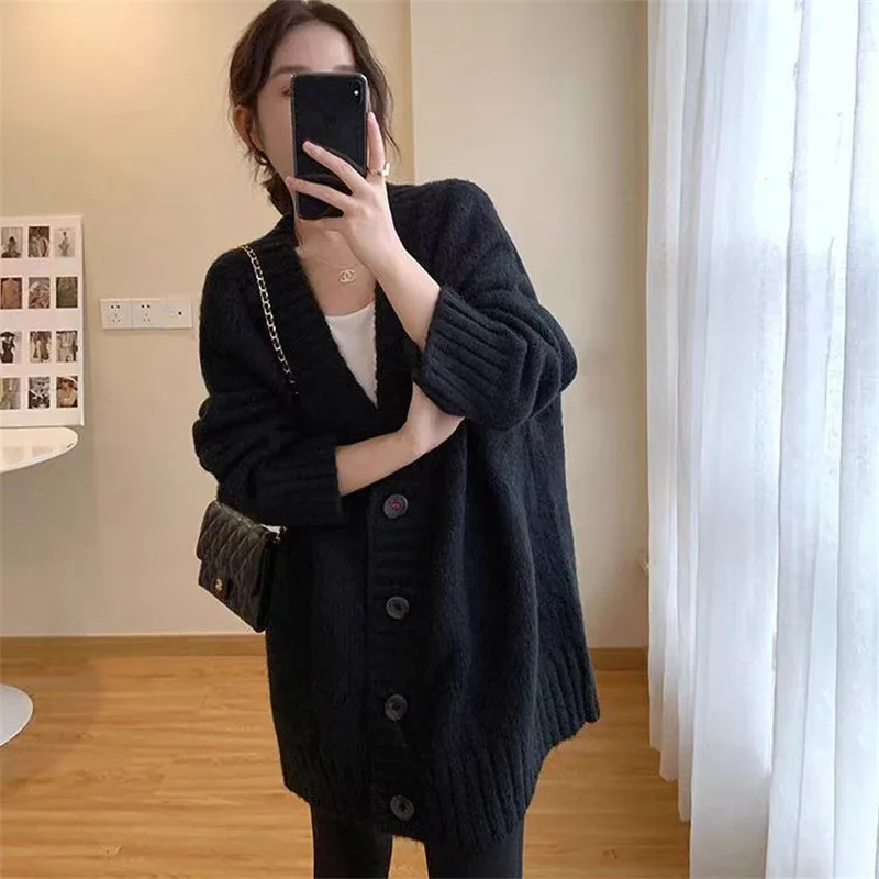 

2025 autumn and winter loose women's outer wear sweater jacket knitted cardigan sweater