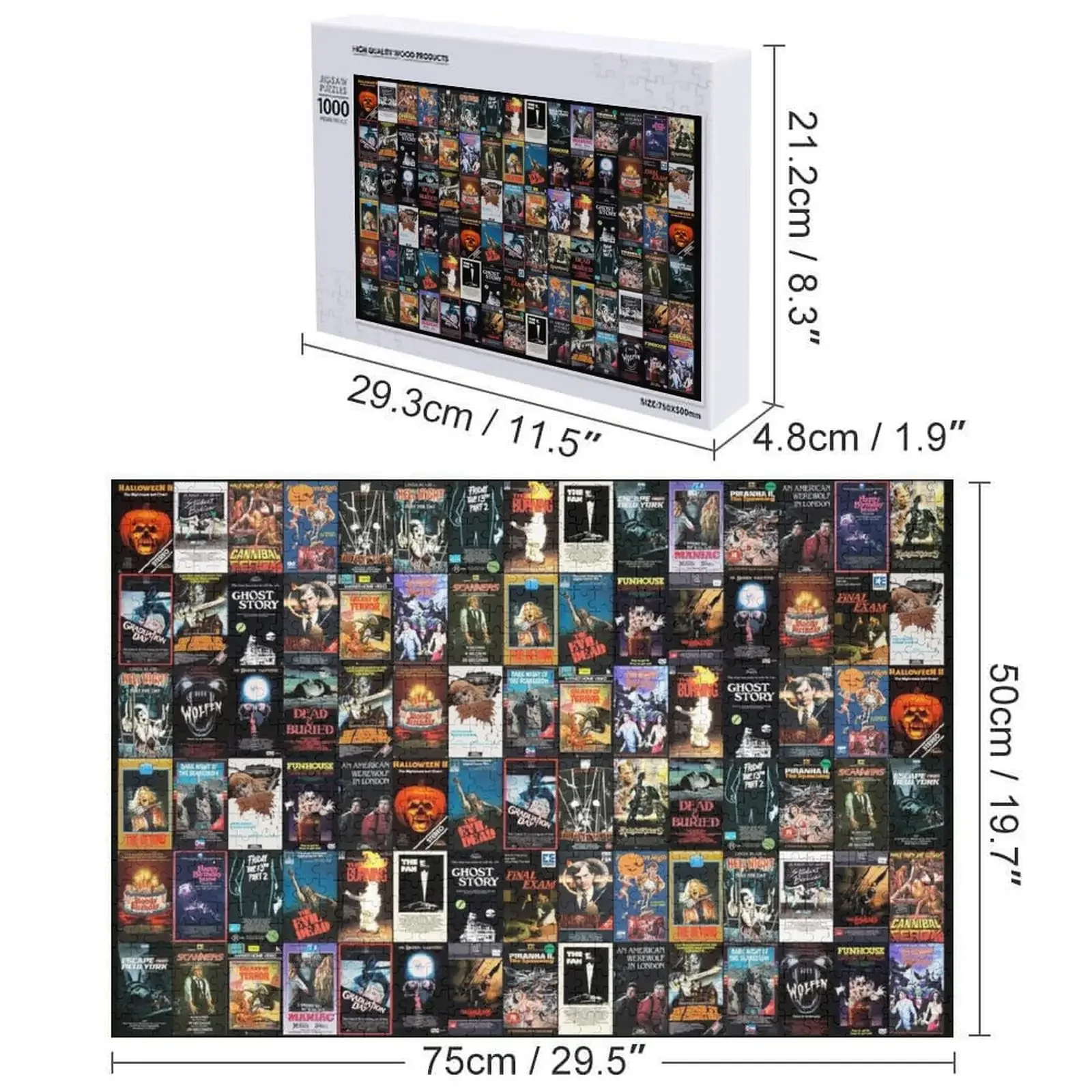 الرعب الرجعية VHS ARTWORK - 1981 بازل قطع أعمال خشبية مخصصة للألغاز الفنية