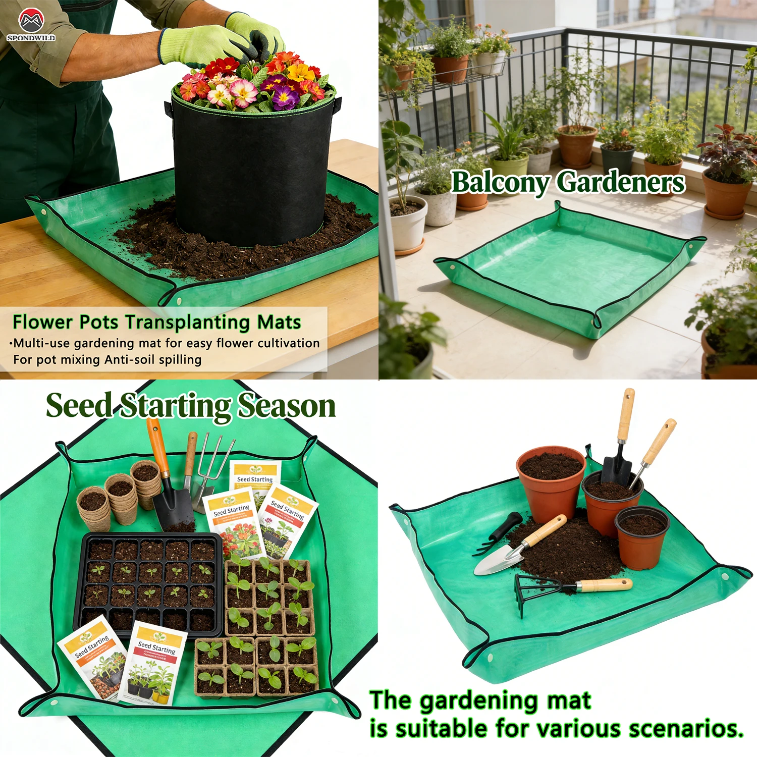 Pflanzmatte, Umtopfmatte, faltbare Gartenpflanzen-Blumentopfmatte, wiederverwendbare, wasserdichte Umtopfmatten, Gartenbedarf für Zuhause – Detail 8