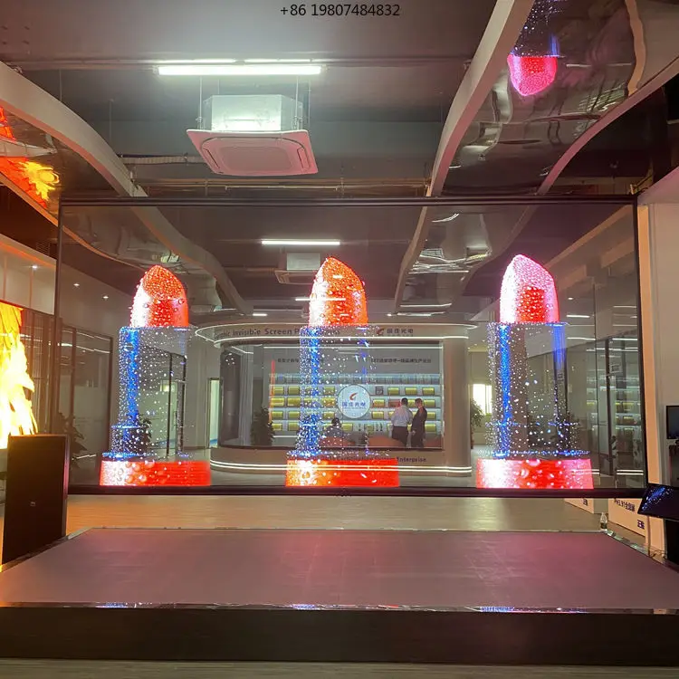Shopping Mall Animation Displays Graphics & SDK Enabled Transparent LED Digital Poster with Mesh Film for Retail Store and