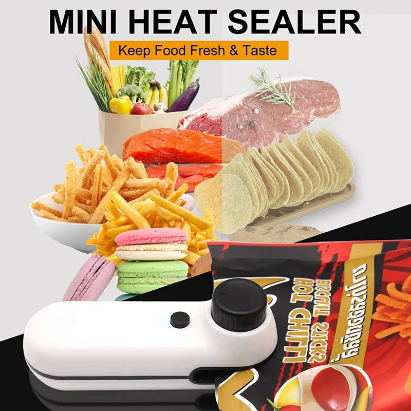 2 PACK Bag Sealer Heat Seal 2-IN-1 USB Rechargeable Heat Sealer And Cutter, With Handheld Bag Sealer