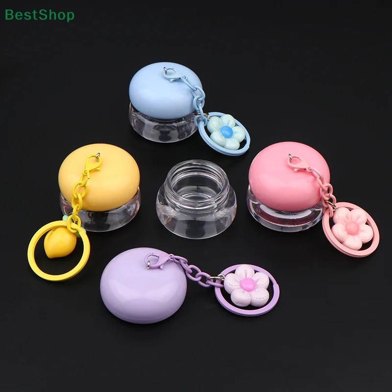🍄Mini Lip Mask Jar 5g With Keychain,Plastic Lip Balm Cans Portable Empty Eyeshadow And Blush Palette