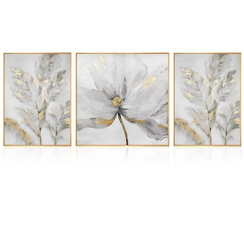 Light Luxury Modern Hand Painted Flower Canvas Art Painting for Living Room Sofa Background Villa Bedroom Bedside Wall Decor