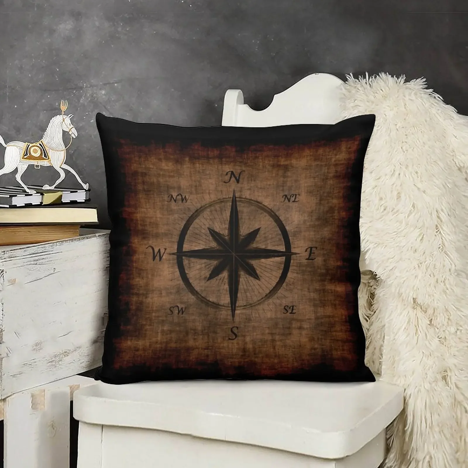 Nostalgic Old Compass Rose Design Throw Pillow Christmas Covers For Cushions bed pillows pillow