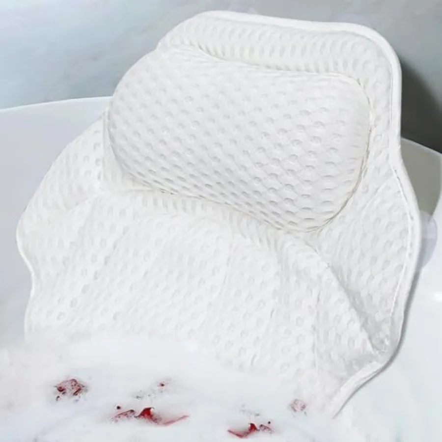 

Luxury Bath Pillow for Tub - 4D Air Mesh Bathtub Pillow with 4 Non-Slip Suction Cups for Head Neck and Back Support Ergonomic S