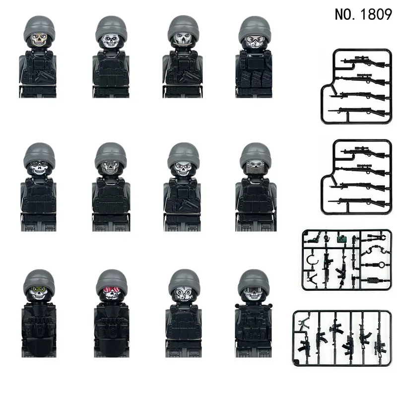 No1809 Specia Force Soldiers SWAT Gun Weapon Figure Blocks Bricks Classic Arms  action minifigures Building Kits  Education Toys