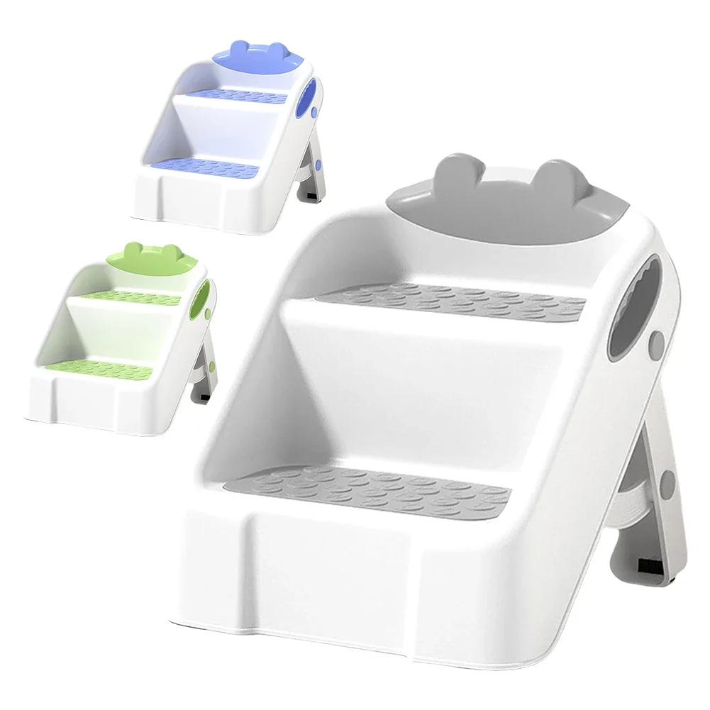 2 Step Stool for Kids Anti-Slip Toddler Step Stool Foldable Double Step Stool for Potty Training Bathroom and Kitchen image 4