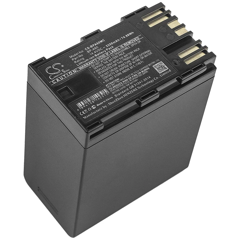 Li-ion Camera Battery for Canon,14.4v,5200mAh,EOS C200 EOS C200 PL CA-CP200L XF705,BP-A60