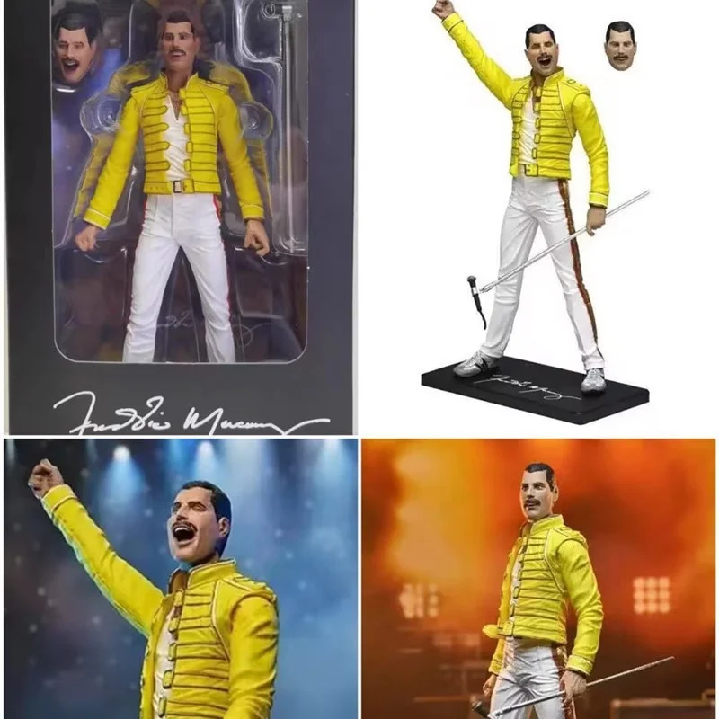 Figura de Acción de Freddie Mercury, Leyenda del Rock de Queen, Estatua de PVC, Chaqueta Amarilla, Live Aid, Figurita Coleccionable para Fanáticos de la Música, Regalo