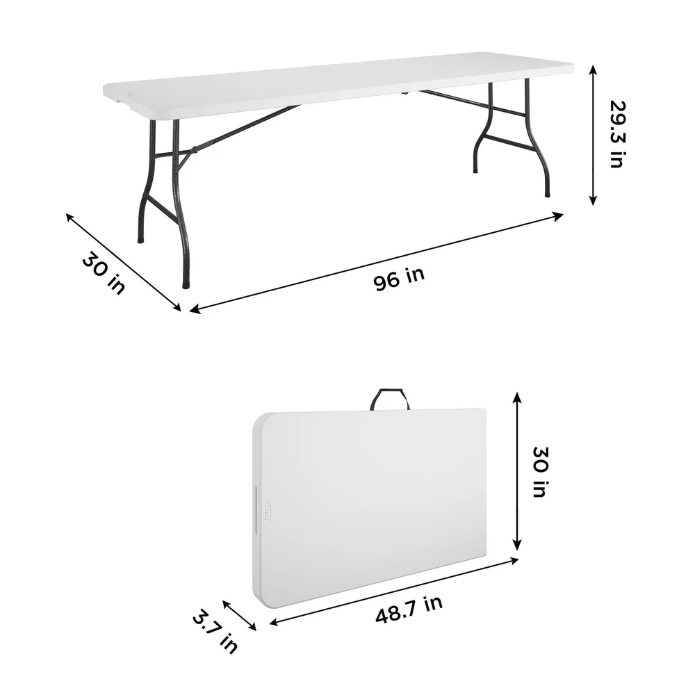 Tavolo pieghevole da 8 piedi Design centrale impermeabile Struttura in acciaio resistente Facile da pulire Uso interno ed esterno Portatile salvaspazio