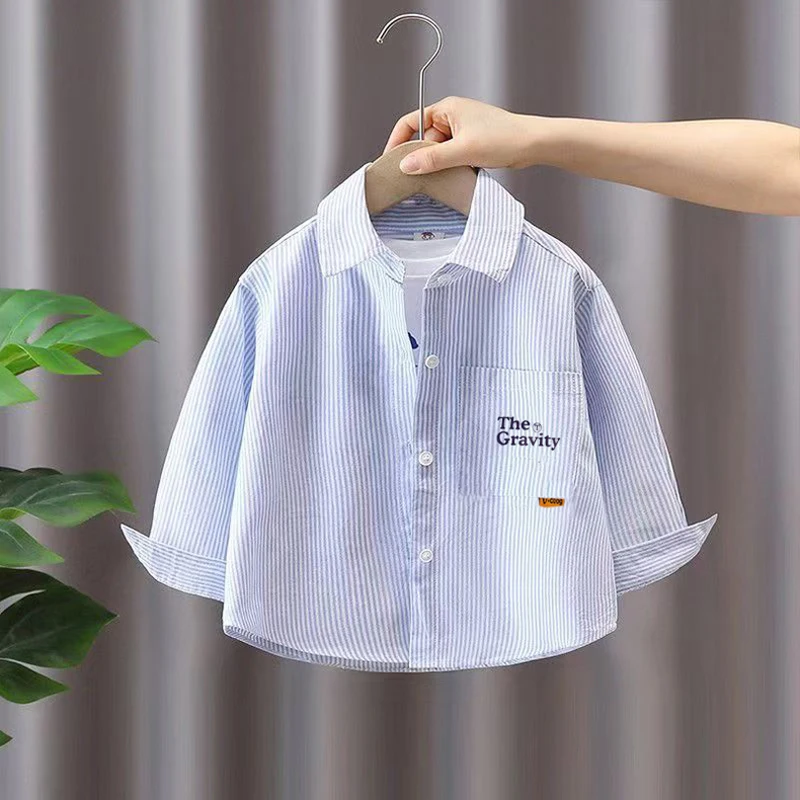 IENENS Kids Baby Boys Striped Shirt Tops Children Casual Wear Cotton T-shirt Clothes Blouse Infant Toddler Tee Shirts 1-5 Years