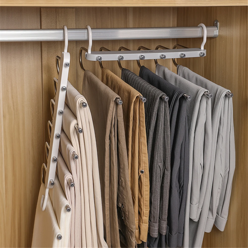 5/6 in 1 Pant Rack Hanger for Clothes Organizer Multifunction Shelves Closet Storage Shelf Stainless Steel Magic Trouser Hanger