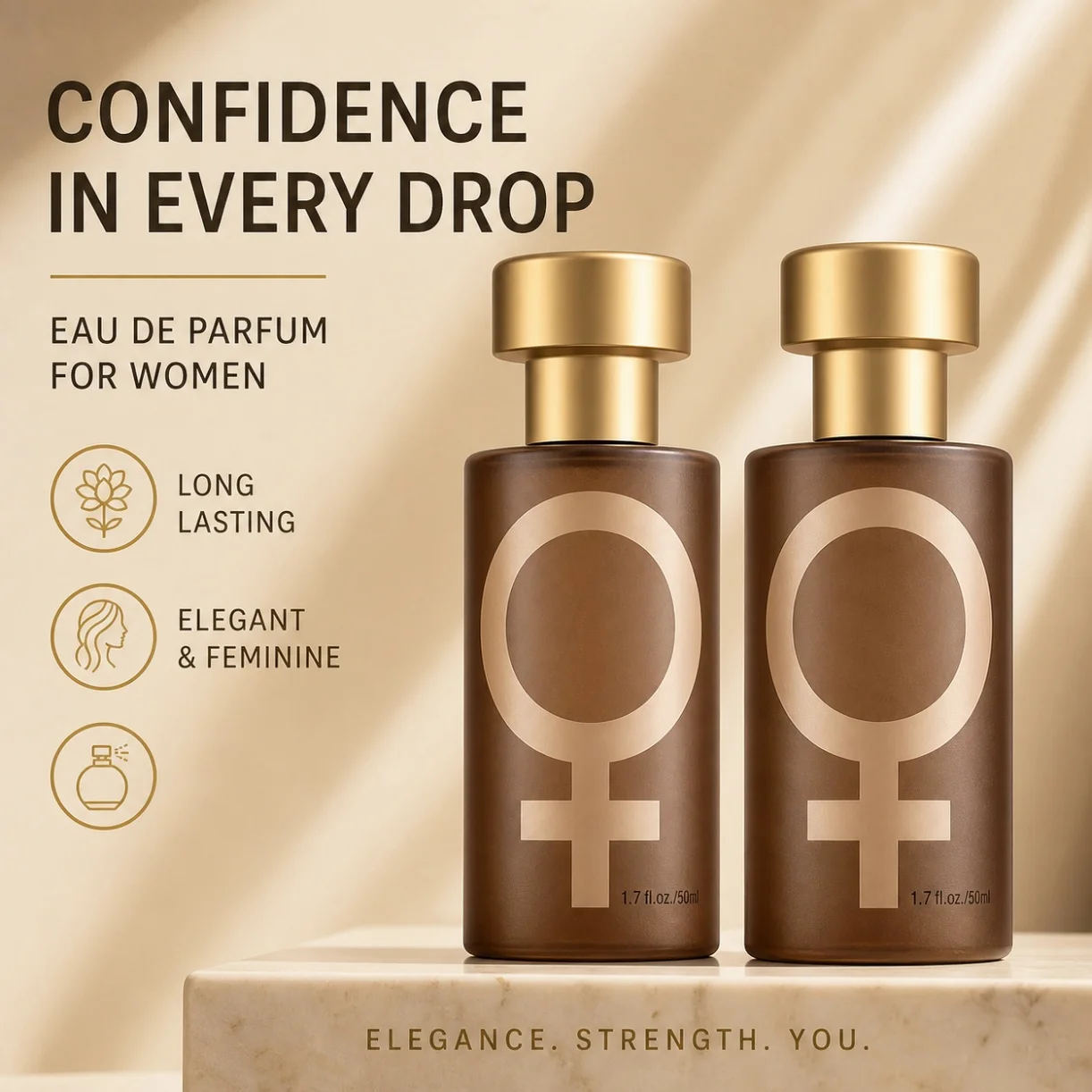 1/2pcs 50ml Women Eau De Parfum Spray Long Lasting Elegant Fragrance Brown Bottle Perfume for Daily Dating Party Gift
