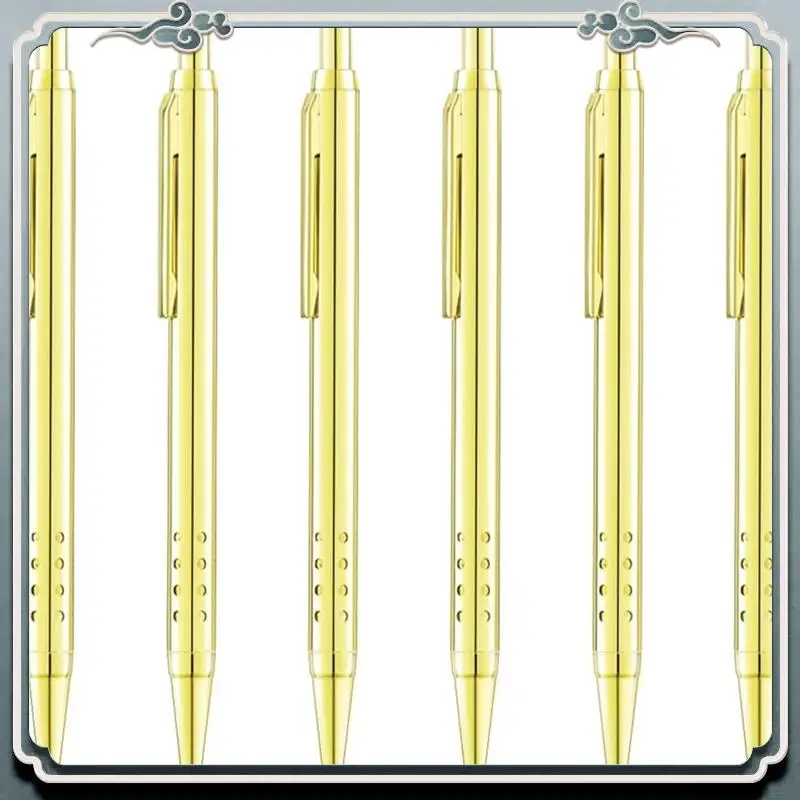 

Шариковые ручки ABIJ-Black Ink Gold Click — 6 шт., средний наконечник (1 мм), выдвижная металлическая ручка с 6 стержнями из нержавеющей стали