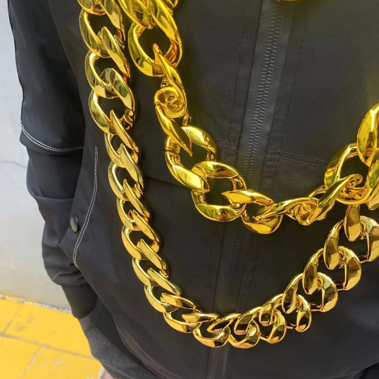 Hip Hop Gold Color Big Acrylic Chunky Chain Necklace Men Punk Oversized Large Plastic Link Chain Men's Jewelry Party Gifts