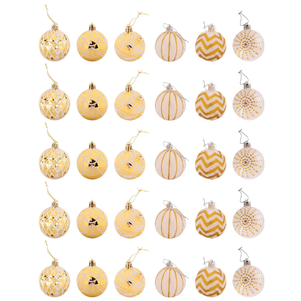 ABQR 30 pièces décor d'arbre de noël haute qualité boule d'or blanc ornement boule de fête boule suspendue pour décorations de noël à la maison