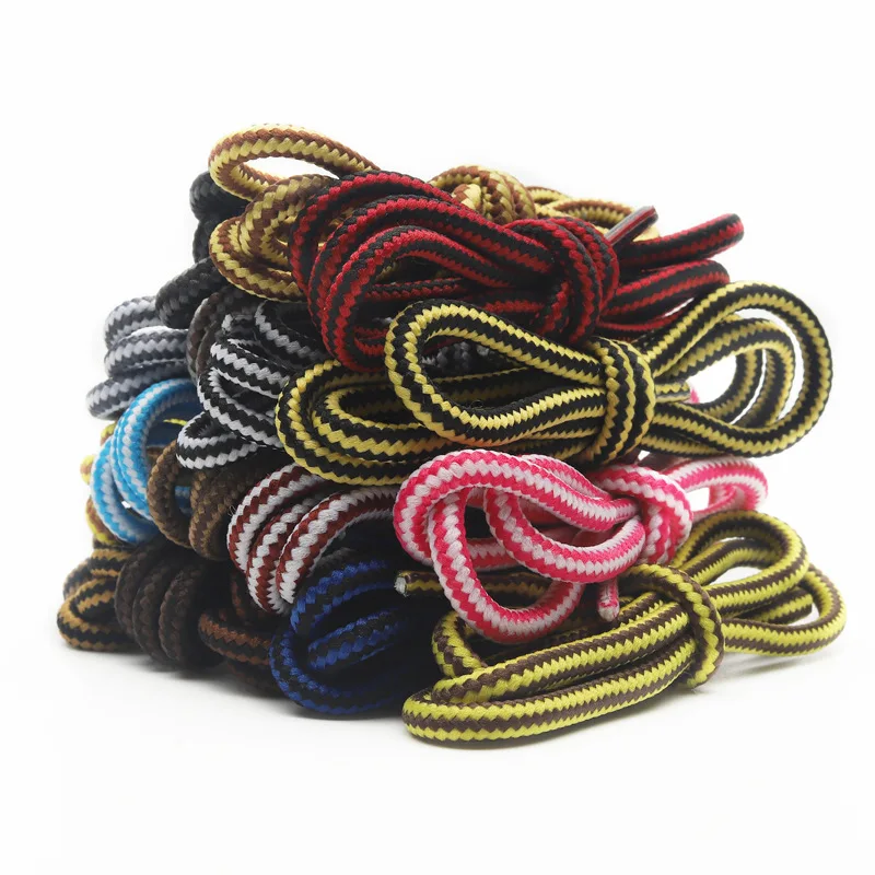 Cordones redondos para zapatos, cordones a rayas de doble Color, para deportes al aire libre, senderismo y ocio, 18 colores, 1 par