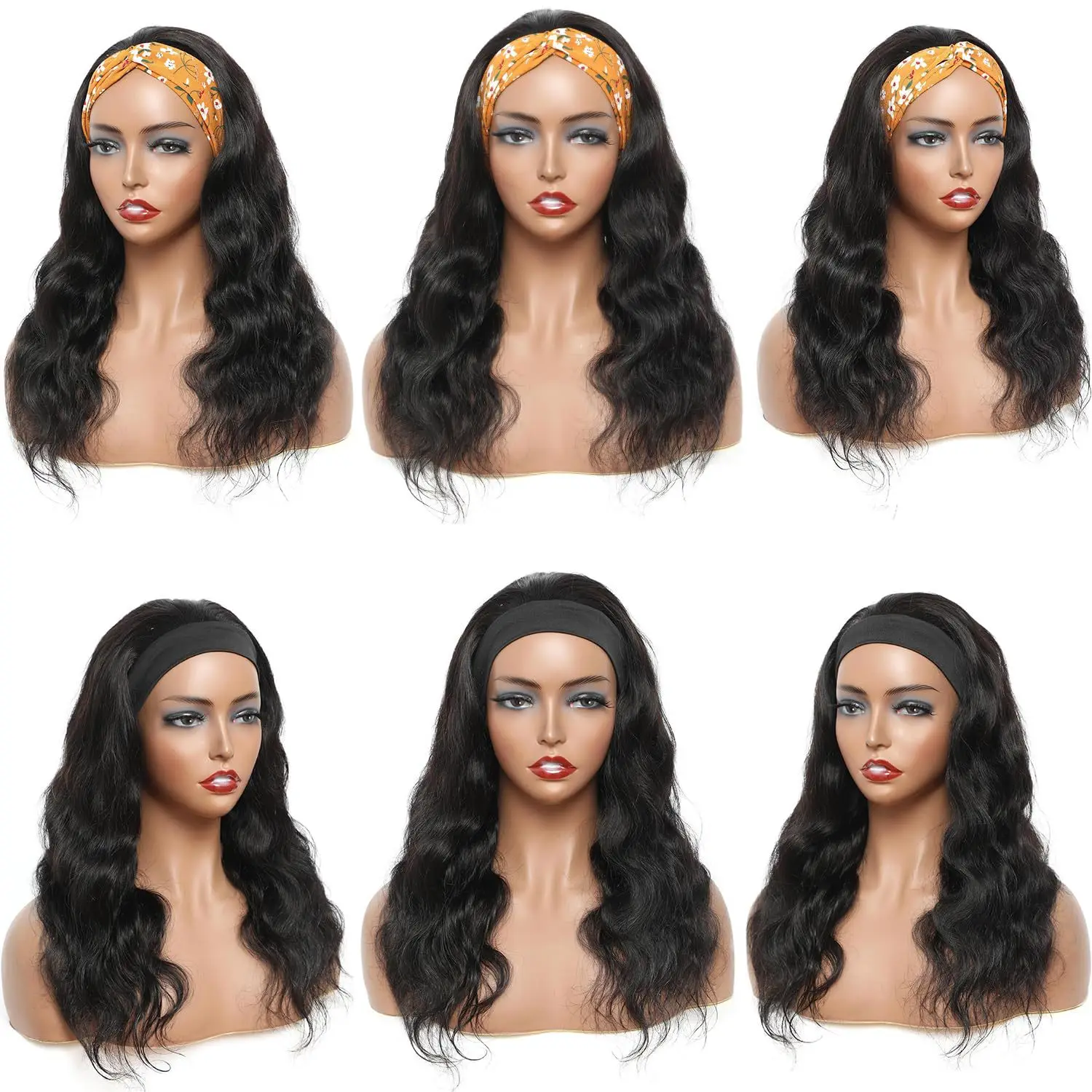 Headband Wig Human Hair Body Wave Human Hair Wigs Full Machine Made Peruvian Human Hair Wigs For Black Women Easy to Go 180%