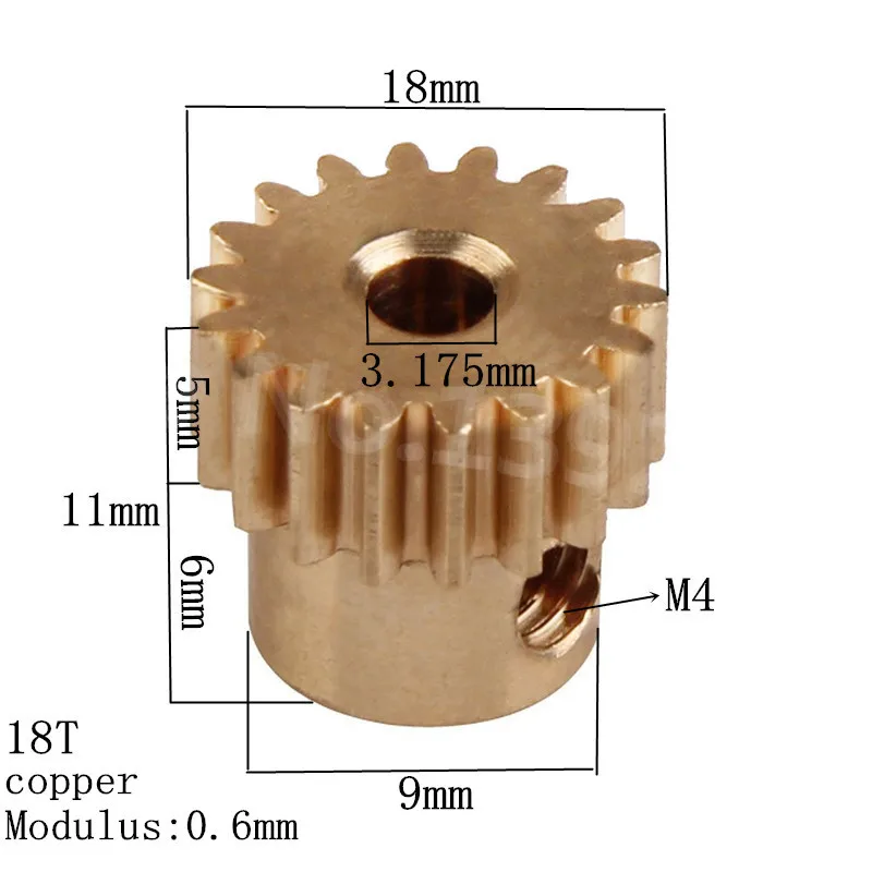 Engrenage de moteur 11120 en métal laiton pignon cuivre HSP, pièces pour 1/10 électrique hors route Monster Truck 94111 Pro Hobby Baja HimPain, 18T