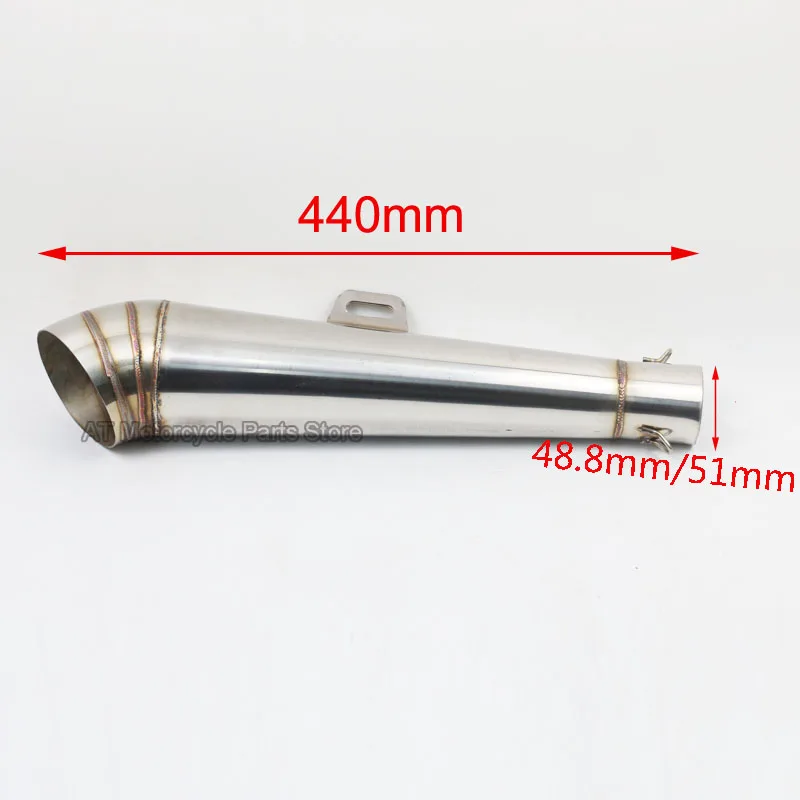 48.8MM 51MM Universal Inlet Modified Motorcycle Exhaust Muffler Pipe Fried Tube Escape Moto Stainless Steel