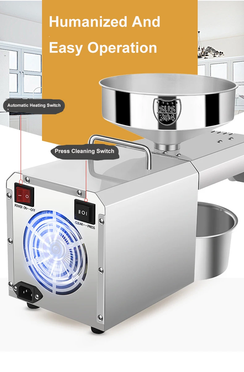 가정용 오일 프레스 아마씨 땅콩 오일 추출기, 고효율 및 에너지 절약, 자동 압착 오일 기계