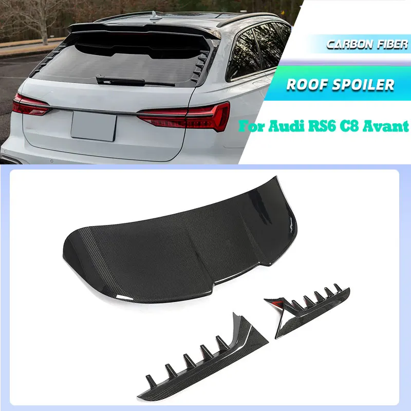 

Полностью углеродное волокно, задний спойлер на крышу автомобиля, крылья для Audi RS6 C8 Avant 2019-2024, гоночный задний спойлер, крыло, вставки для окон