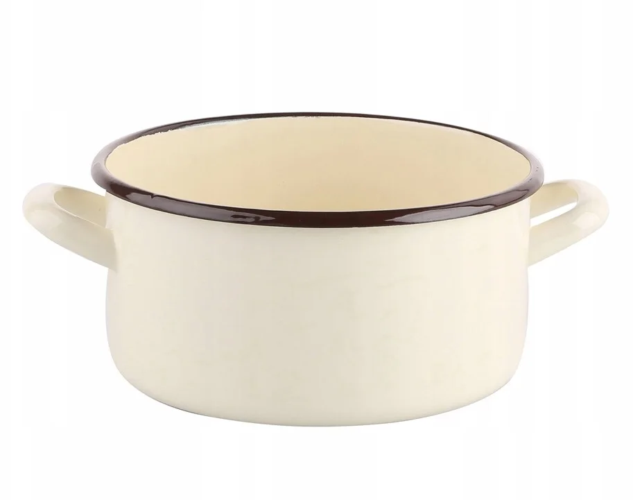 2,1L 1 stuks metalen emaille kleine pot beige pot