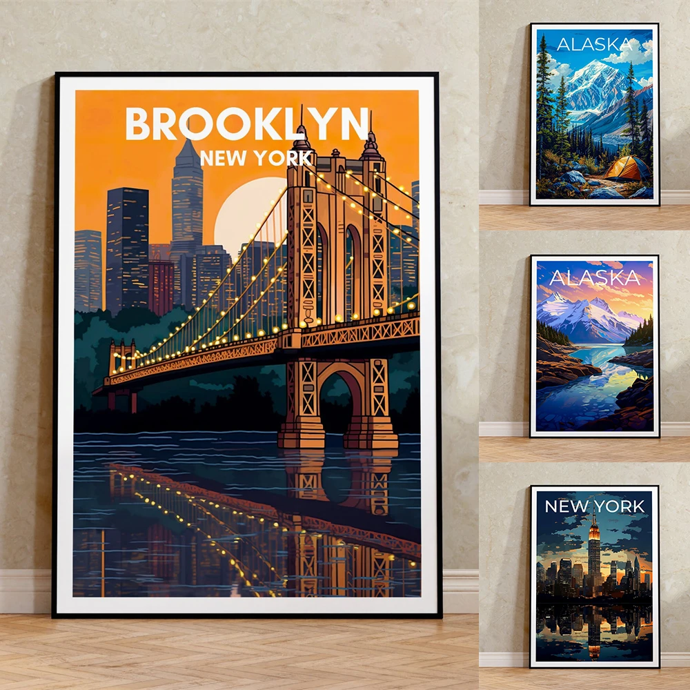 

Alaska Poster Alaska Travel Print Mountain Poster Mountain Print Canvas Painting Alaska Travel Poster Camping Poster Room Decor