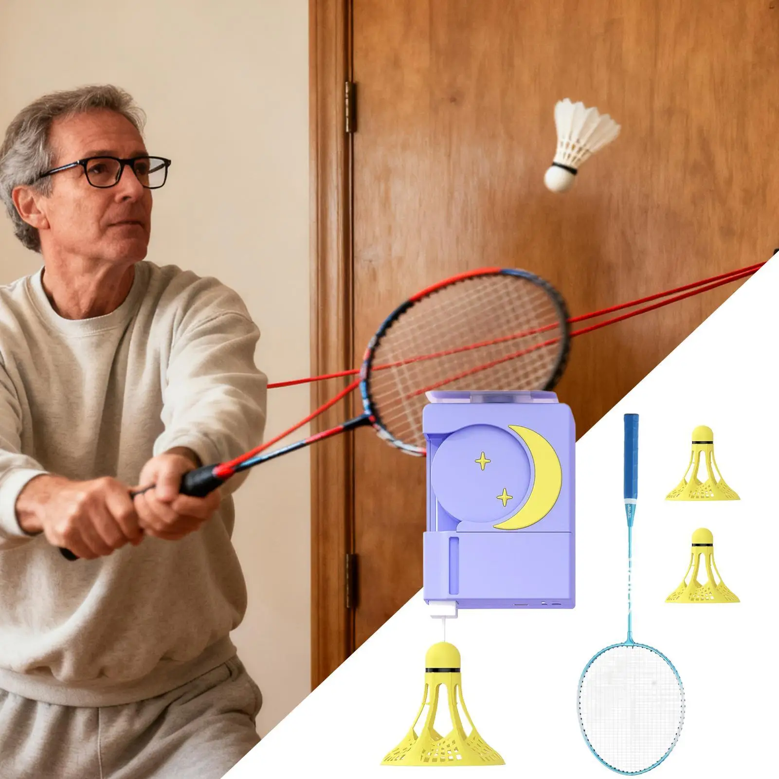 Rebound zelfklevende afstandsbediening badminton praktijk badminton trainer met elastisch koord Solo trainingstool uitrusting voor mannen kind jeugd