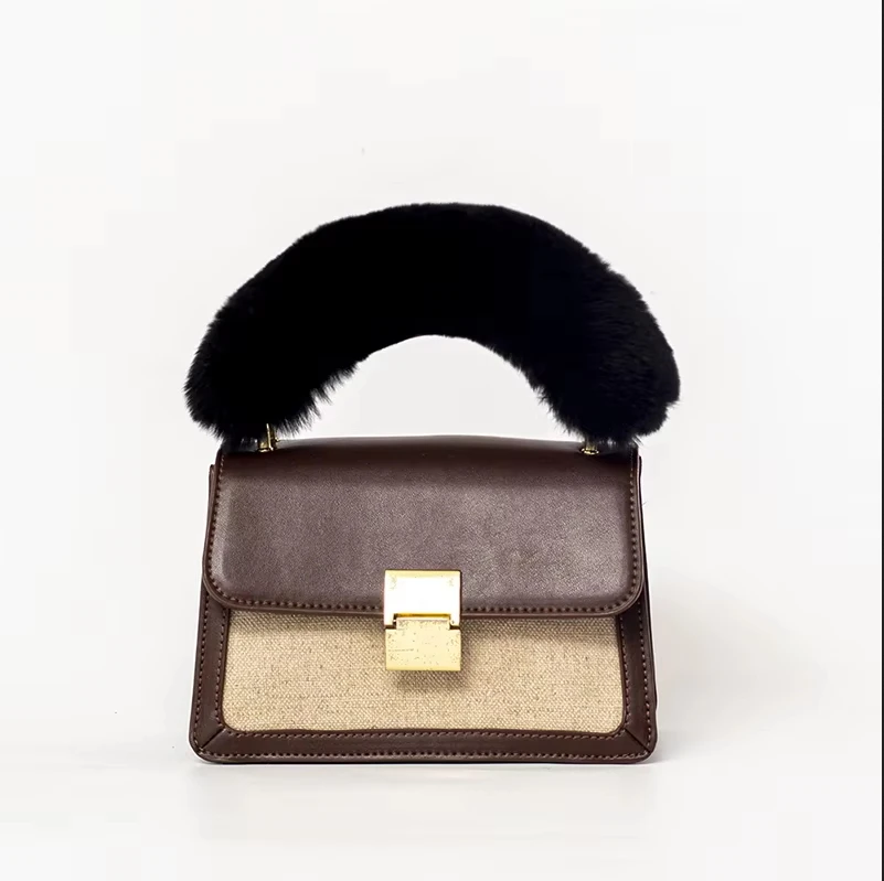 Replacement Women Plush Bag Strap Handbag Strap Belt Real Rex Rabbit Fur Bag Belts Accessories Decorative Chain
