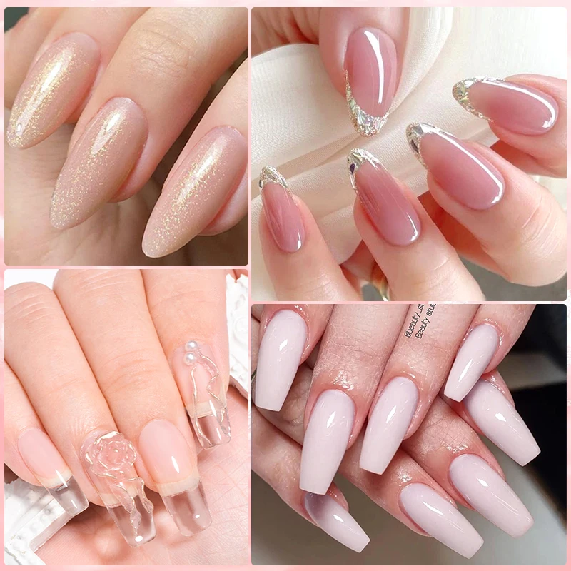 Mtssii 10ML Nail Extension Gel Semi Permanent Hard Gel Acrylic Crystal White Clear Nude Gel Nail Polish UV Construction Gel