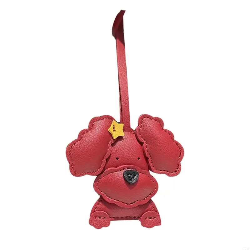  Adorable Curly Dog Keychain PU Leather Bag Charm With Secure Metal Hook For Purse Backpack Decoration Lightweight Design