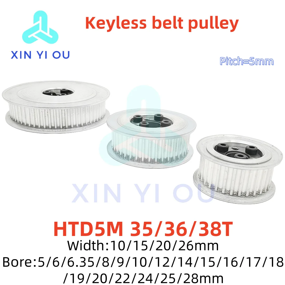 

HTD5M 35/36/38T Keyless Bushing Timing Pulley Bore5/6/6.35/8/9/10/11/12/14/15/16/17/18/19/20/22/24/25/28mm width10/15/20/26mm